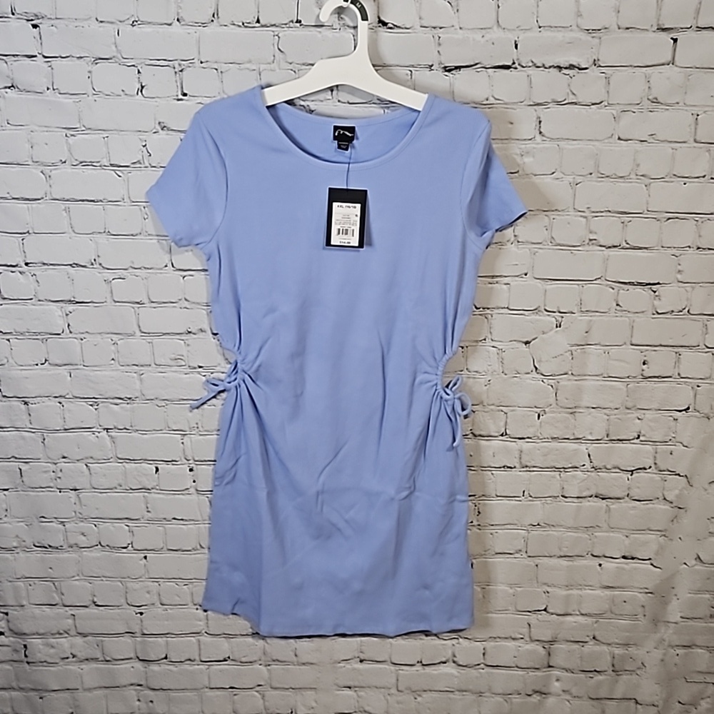 Ribbed t shirt dress peek a boo side